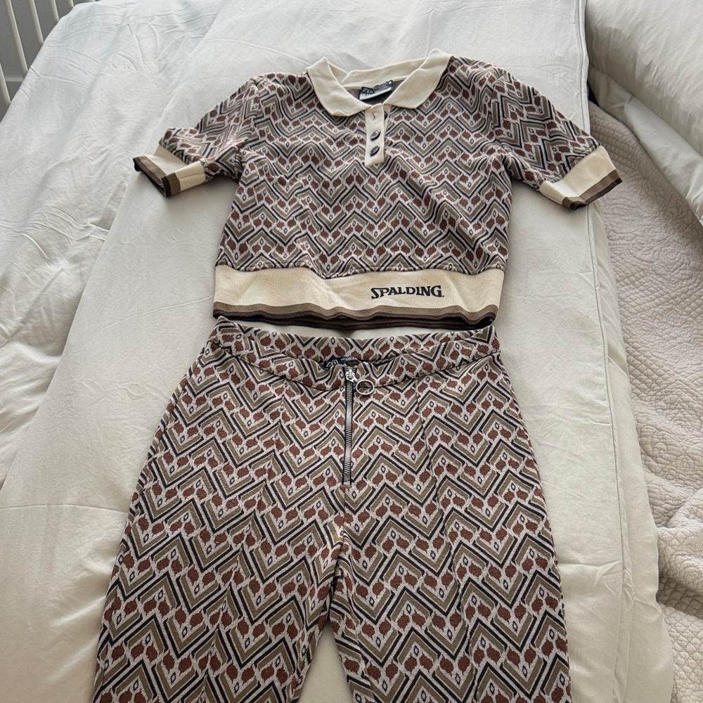 Spalding Kids Pajama Set - Geometric Brown and Cream